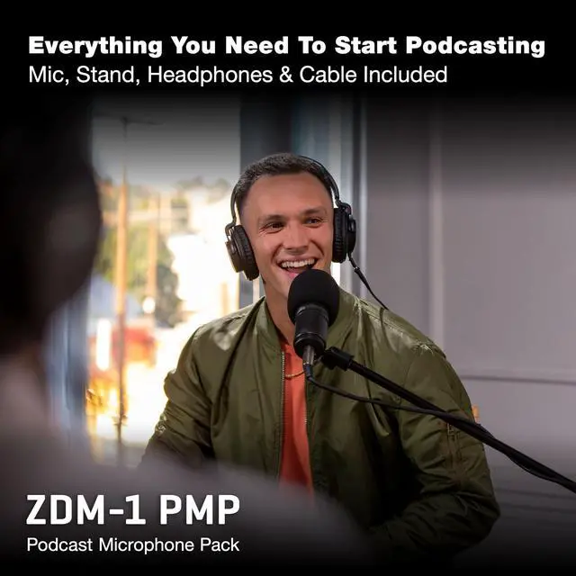 Alt view image 2 of 7 - ZDM-1 Podcast Mic Pack for Podcasters with Dynamic Mic & Headphones | Includes Dynamic Microphone, Headphones, Tripod, Windscreen, and XLR Cable