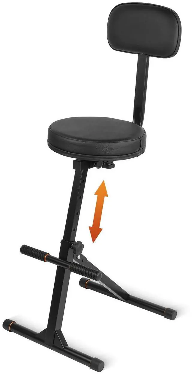 Main image of Guitar Stool With Backrest, Height Adjustable Seat With Hanger for Acoustic, Electric & Bass Guitars, Musician Drum Throne for Adults, Drummer, and Guitarist, SGT-30B