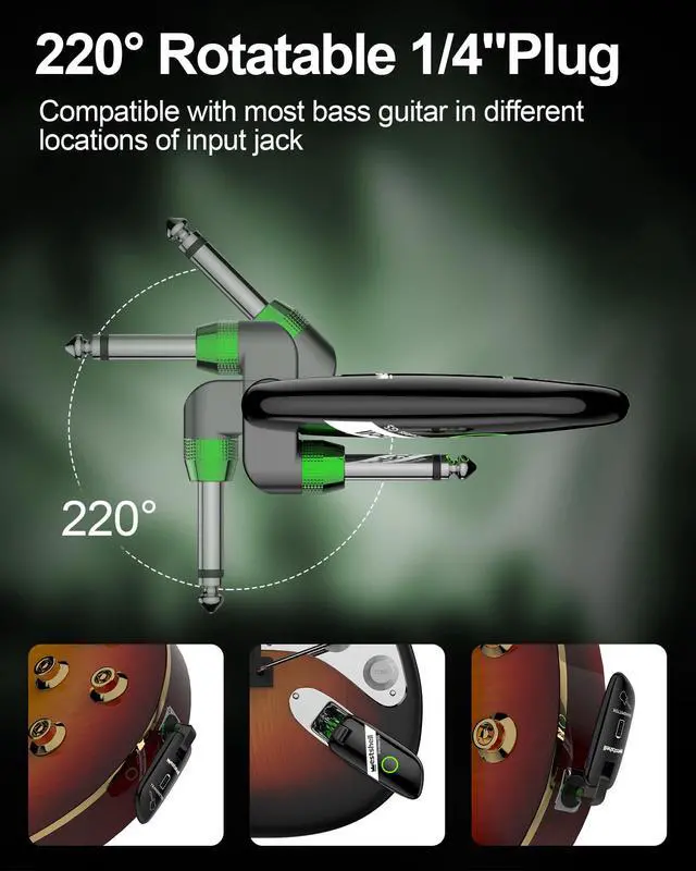 Alt view image 5 of 7 - Wireless Guitar System, Digital Guitar Wireless Transmitter Receiver Rechargeable Guitar Wireless System with Strong Anti-Interference Ability for Electric Guitar Bass and More