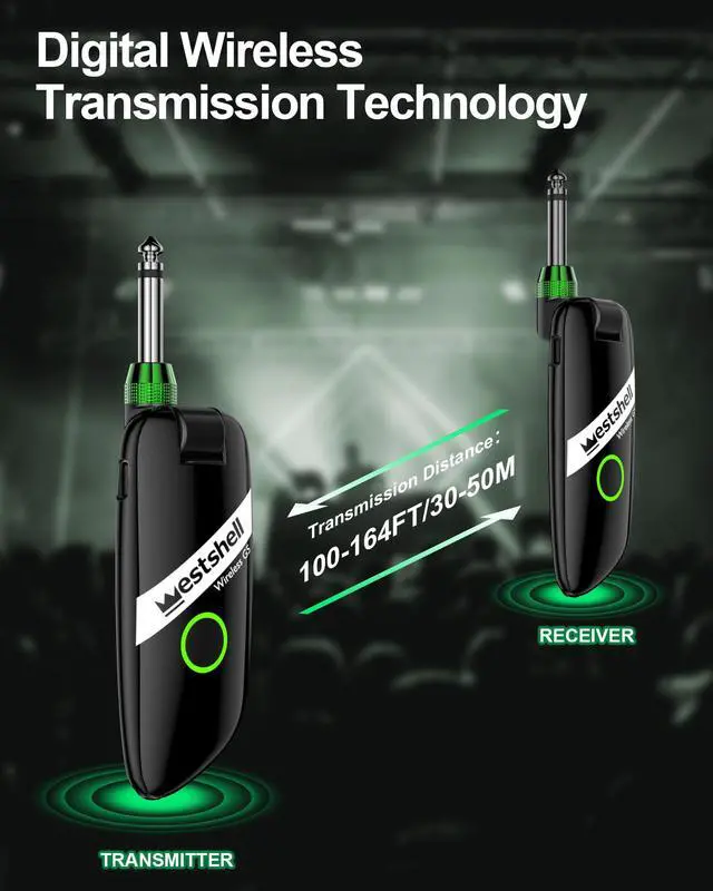 Alt view image 4 of 7 - Wireless Guitar System, Digital Guitar Wireless Transmitter Receiver Rechargeable Guitar Wireless System with Strong Anti-Interference Ability for Electric Guitar Bass and More