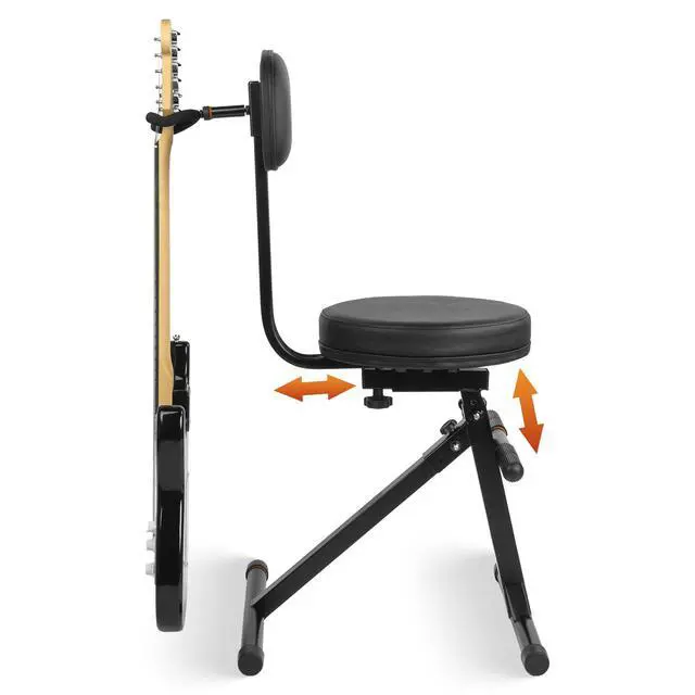 Alt view image 7 of 7 - Guitar Stool With Backrest, Height Adjustable Seat With Hanger for Acoustic, Electric & Bass Guitars, Musician Drum Throne for Adults, Drummer, and Guitarist, SGT-30B