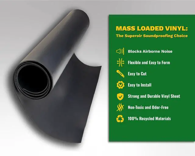 Alt view image 4 of 7 - 1 LB Mass Loaded Vinyl 4x10 (40 SF) MLV Soundproofing Barrier for Walls, Ceilings, Vehicles 26 STC Rating Flexible Noise Blocker Roll Easy to Cut & Install - Multiple Options