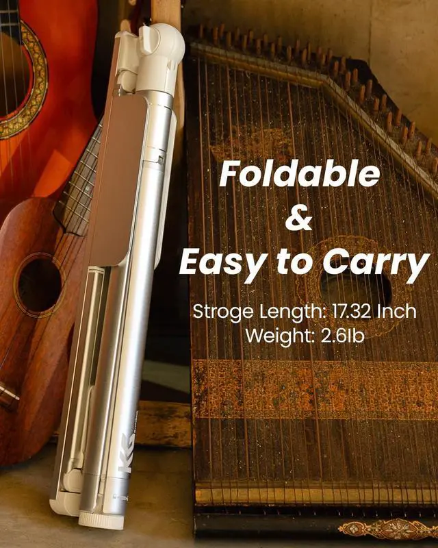 Alt view image 2 of 7 - Capsule Music Stand for Sheet Music, 66" Portable Music Stand | No Assembly, Folding Design for Travel, 29"-66" Adjustable Height, Foldable Tray Fits A3 Sheets, Dual 1/4" Mounts