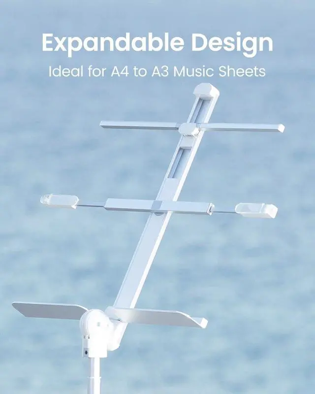 Alt view image 6 of 7 - Capsule Music Stand for Sheet Music, 66" Portable Music Stand | No Assembly, Folding Design for Travel, 29"-66" Adjustable Height, Foldable Tray Fits A3 Sheets, Dual 1/4" Mounts
