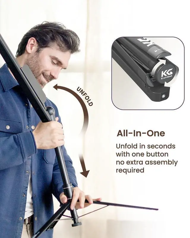 Alt view image 2 of 5 - Capsule Music Stand for Sheet Music, 66" Portable Music Stand | No Assembly, Folding Design for Travel, 29"-66" Adjustable Height, Foldable Tray Fits A3 Sheets, Dual 1/4" Mounts