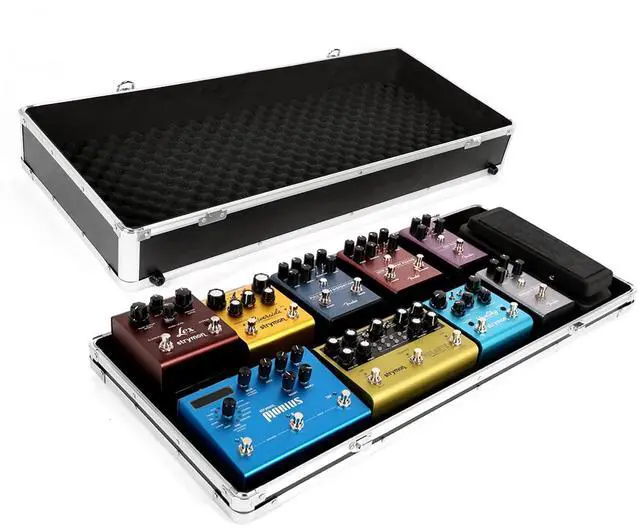 Main image of Guitar Multi Effect Pedal Case 27.5x11.6x4.2in, T-EC14 | Aluminum Alloy 8.1lb Pedalboard Case for 10-12 Effects Pedals, with Pedal Mounting Tape Fastener