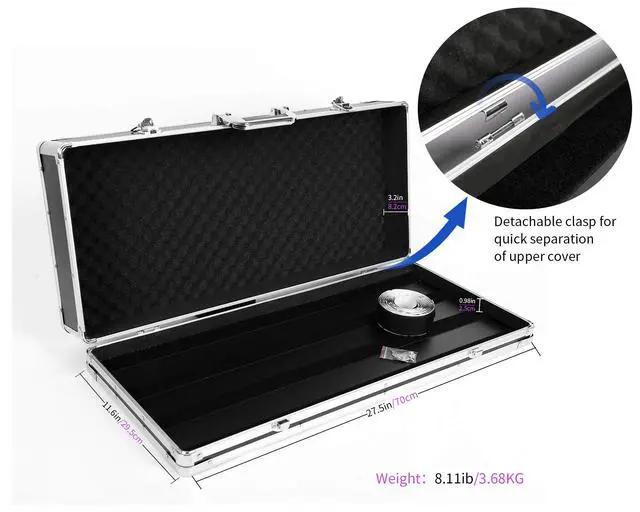 Alt view image 2 of 7 - Guitar Multi Effect Pedal Case 27.5x11.6x4.2in, T-EC14 | Aluminum Alloy 8.1lb Pedalboard Case for 10-12 Effects Pedals, with Pedal Mounting Tape Fastener