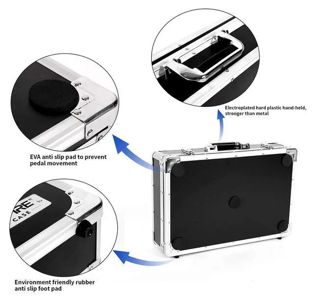 Alt view image 4 of 7 - Guitar Multi Effect Pedal Case 27.5x11.6x4.2in, T-EC14 | Aluminum Alloy 8.1lb Pedalboard Case for 10-12 Effects Pedals, with Pedal Mounting Tape Fastener