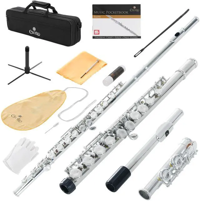 Main image of Closed Hole C Flute - Musical Instrument, Beginner/Intermediate Flute in Band & Orchestra, Nickel