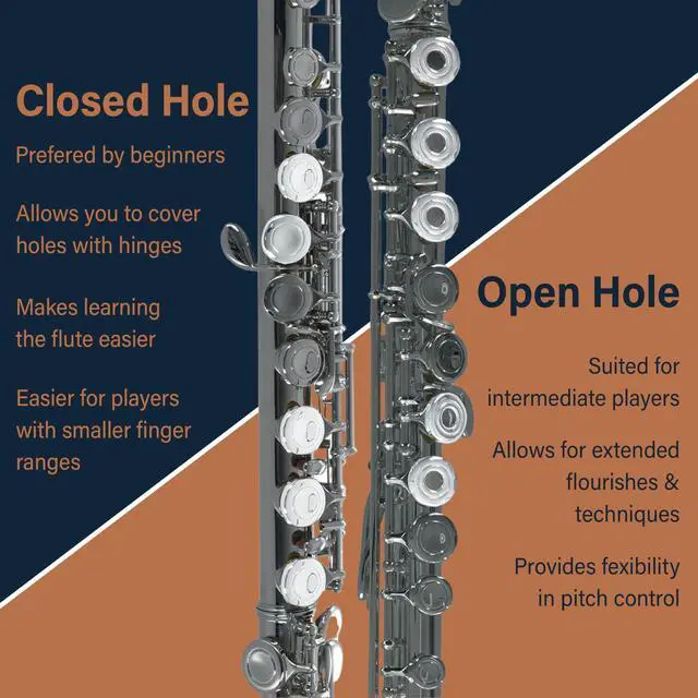 Alt view image 5 of 7 - Closed Hole C Flute - Musical Instrument, Beginner/Intermediate Flute in Band & Orchestra, Nickel