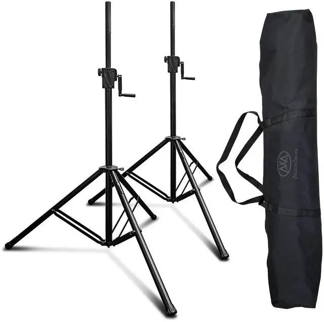 Main image of AxcessAbles Heavy-Duty DJ Stands with Carry Bag | 175LB Load Capacity | Crank Up Light & Speaker Stands | Stage Lighting Tripods (2 Pack)