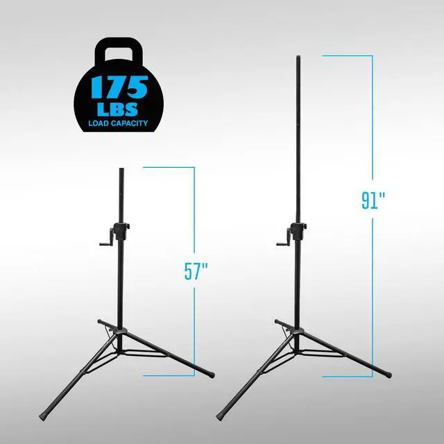 Alt view image 2 of 7 - AxcessAbles Heavy-Duty DJ Stands with Carry Bag | 175LB Load Capacity | Crank Up Light & Speaker Stands | Stage Lighting Tripods (2 Pack)