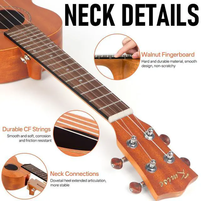 Alt view image 3 of 7 - Professional Ukulele for Adult Beginner, Free Online Lesson 26 inch Tenor Mahogany Ukelele with Ukele Bundle Starter Kit Gig Bag Case, Strap, Tuner, Nylon Strings, Book, Uke Gift Choice