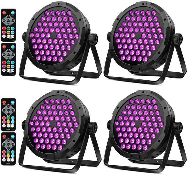 Main image of 90W 60LED Dimmable Stage Par Light by Remote & DMX Control - 4Pack | RGB, Sound Activated Multi Modes Uplights for Events Wedding Church Dance Club Home Party Stage Lighting