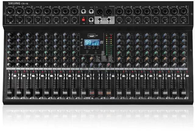 Main image of 16 Channel Mixer, Professional Audio Mixing Console Studio DJ Board with Bluetooth, 99 DSP Effect,USB Recording, 48V Phantom Power, Reverb, MP3 Player for Live Sound Karaoke Performance
