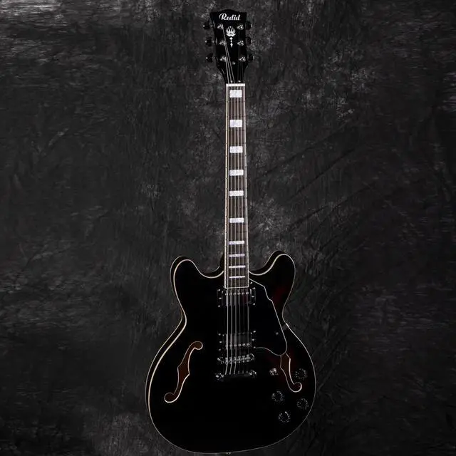 Alt view image 3 of 7 - Semi-Hollow Body Electric Guitar RD-100 Jazz Guitar with F-Hole,Maple neck,humbucker Pickups (Black)