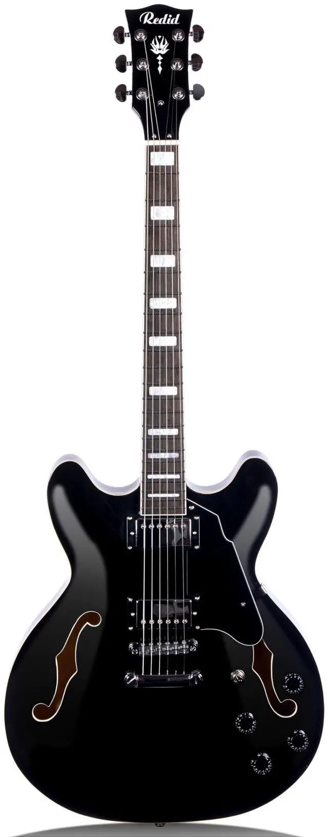 Main image of Semi-Hollow Body Electric Guitar RD-100 Jazz Guitar with F-Hole,Maple neck,humbucker Pickups (Black)
