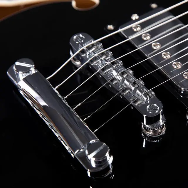 Alt view image 6 of 7 - Semi-Hollow Body Electric Guitar RD-100 Jazz Guitar with F-Hole,Maple neck,humbucker Pickups (Black)
