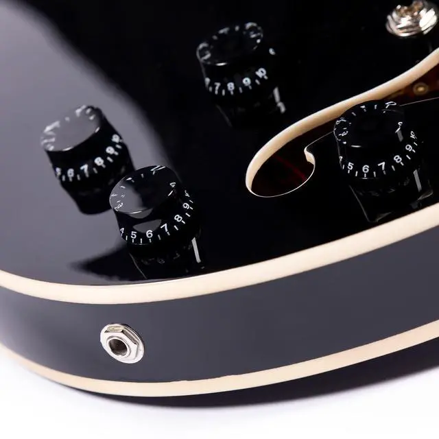 Alt view image 7 of 7 - Semi-Hollow Body Electric Guitar RD-100 Jazz Guitar with F-Hole,Maple neck,humbucker Pickups (Black)