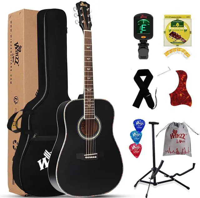 Main image of Acoustic Guitars Full Size, 4/4 Folk Guitar for Beginners Adults, Acoustic Steel-string Guitar Black (41 Inches