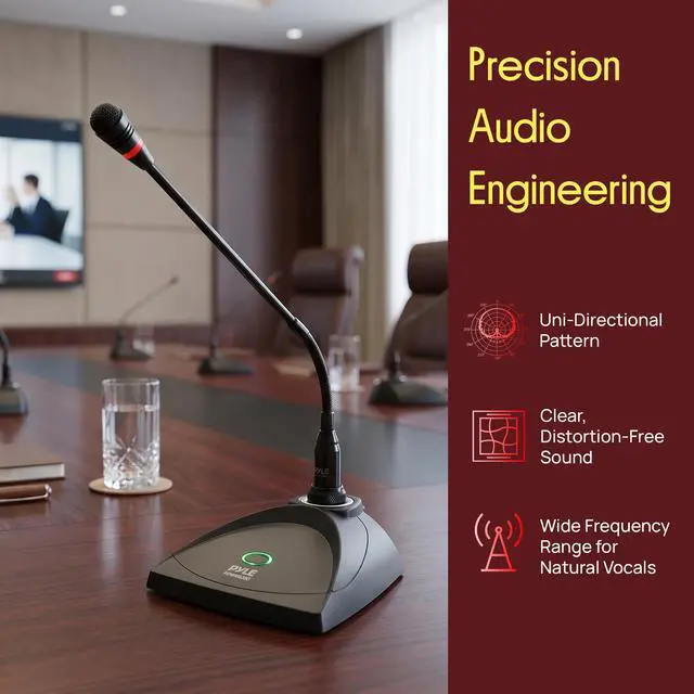 Alt view image 4 of 7 - 8 Channel Wireless Microphone System - Portable VHF Cordless Audio Mic Set with 1/4" and XLR Output, Dual Antenna, - Includes 8 Table Top Mics, Rack Mountable Receiver Base - PDWM8300,Black