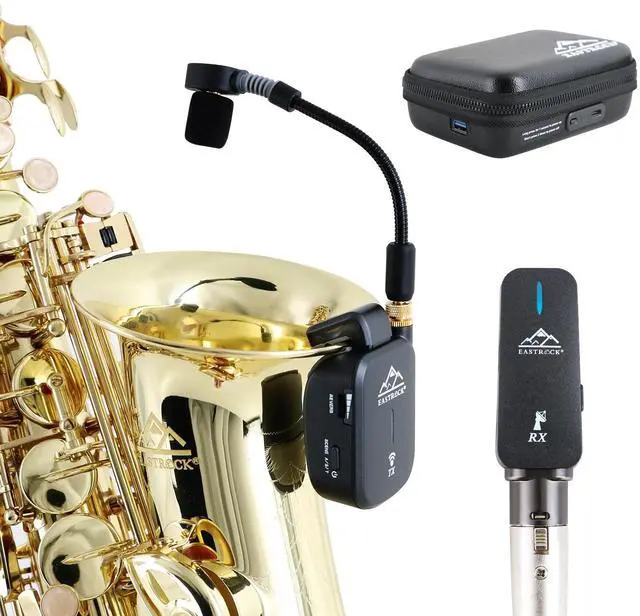 Main image of Saxophone Wireless System,Coverage to 130 ft/40 m,2.4 GHz Sax Microphone Wireless Receiver Transmitter Charging Case,Suitable for Recording/Monitor Headphones/Live/Reverb Control