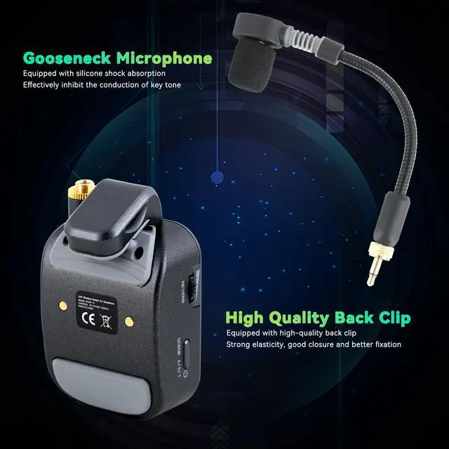 Alt view image 2 of 7 - Saxophone Wireless System,Coverage to 130 ft/40 m,2.4 GHz Sax Microphone Wireless Receiver Transmitter Charging Case,Suitable for Recording/Monitor Headphones/Live/Reverb Control