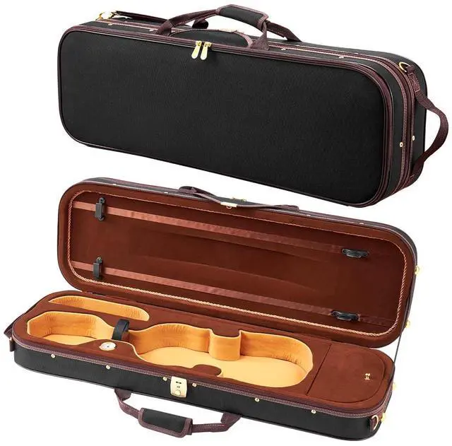 Main image of 4/4 Full Size Violin Case, Built-in Hygrometer, Lightweight Portable Travel Carrying Bag, with Plush Lining, Shoulder Straps, Anti-Scratch, Professional Oblong Shape, for Violin, Black