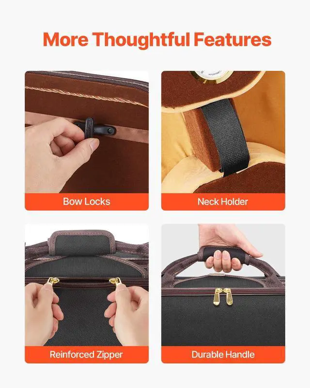 Alt view image 6 of 7 - 4/4 Full Size Violin Case, Built-in Hygrometer, Lightweight Portable Travel Carrying Bag, with Plush Lining, Shoulder Straps, Anti-Scratch, Professional Oblong Shape, for Violin, Black