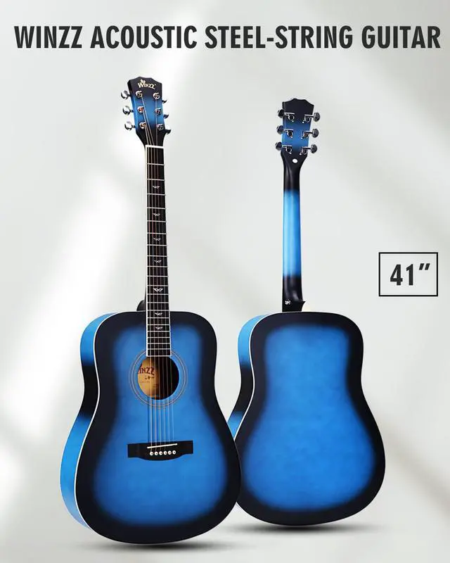 Alt view image 2 of 6 - Acoustic Guitars Full Size, 4/4 Folk Guitar for Beginners Adults, Acoustic Steel-string Guitar (blue)
