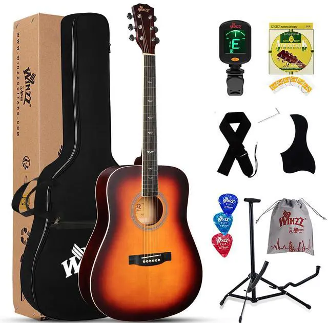 Main image of Acoustic Guitars Full Size, 4/4 Folk Guitar for Beginners Adults, Acoustic Steel-string Guitar Matte Dark Sunburst (41 Inches