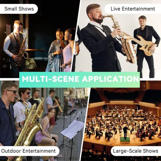 Alt view image 7 of 7 - Saxophone Wireless System,Coverage to 130 ft/40 m,2.4 GHz Sax Microphone Wireless Receiver Transmitter Charging Case,Suitable for Recording/Monitor Headphones/Live/Reverb Control