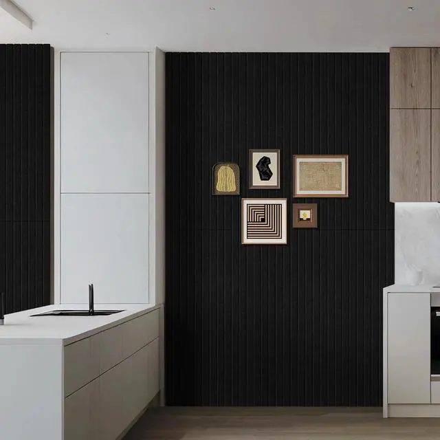 Alt view image 4 of 5 - 6 Pack Acoustic Wall Panels, 47.2" X 23.6" Sound Absorbing Panels, Decorative Sound Proof Panels for Office, Studio, Home Theatre - Black