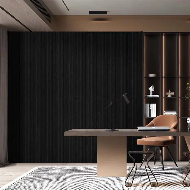 Alt view image 2 of 5 - 6 Pack Acoustic Wall Panels, 47.2" X 23.6" Sound Absorbing Panels, Decorative Sound Proof Panels for Office, Studio, Home Theatre - Black