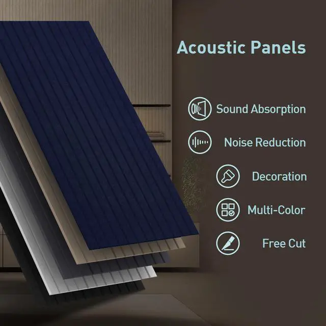 Alt view image 5 of 5 - 6 Pack Acoustic Wall Panels, 47.2" X 23.6" Sound Absorbing Panels, Decorative Sound Proof Panels for Office, Studio, Home Theatre - Black