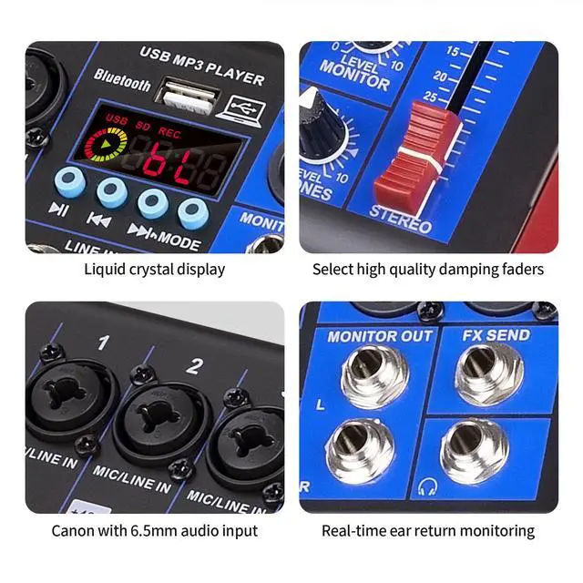 Alt view image 4 of 7 - SI Series Professional Portable Recording Mixer Audio with 99 DSP Digital Effects Mic Preamps and USB for DJ Mixer Console Karaoke Home Recording Studio (SI-8UX)