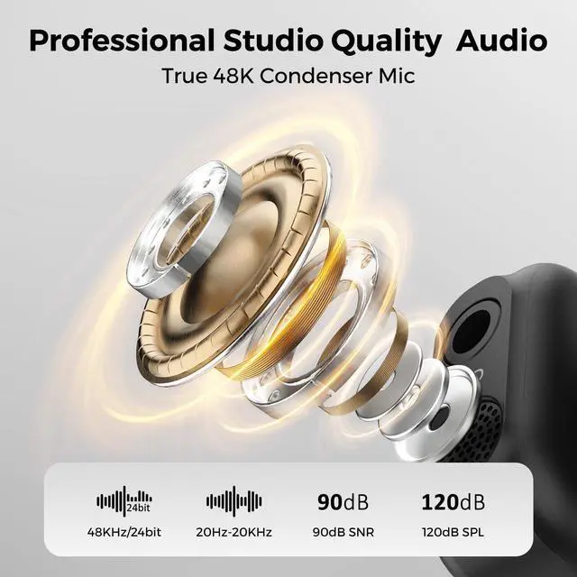 Alt view image 2 of 7 - AWM28T Wireless Lavalier Microphone for iPhone/Android/Camera/PC | Clip-On Wireless Lapel Mic with Mono/Stereo/Safety Track, AI Noise Cancelling, 48kHz/24-Bit, 54H Battery, 328ft Range