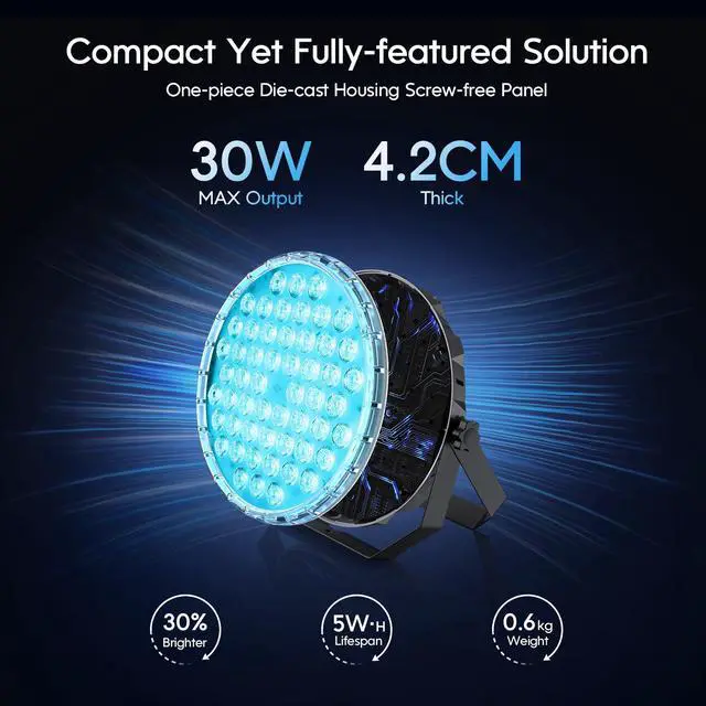 Alt view image 3 of 7 - 54x1W RGB LED Stage DJ Par Lights with Remote Control, 4 Pack | Ultra Slim,RGB,Remote Control,Ultra-Bright LED Panel,One-piece die cast housing,Auto/Sound/DMX512/Master-slave Mode,Portable