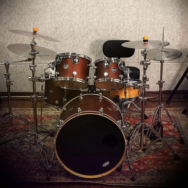 Alt view image 6 of 7 - Low Volume Cymbal Pack Quiet Cymbal Set 14"Hi-hats+16"Crash+18"Crash+20"Ride 5 Pcs Mute Drum Cymbal Set with Bag and Felts for Practice, Sliver