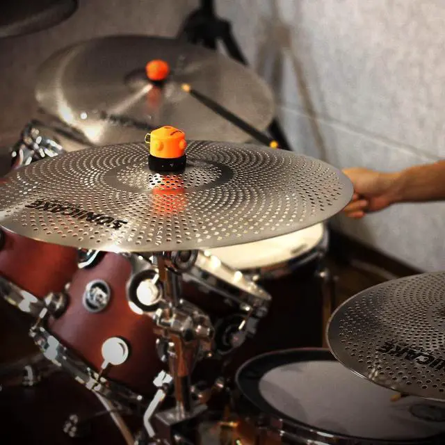 Alt view image 7 of 7 - Low Volume Cymbal Pack Quiet Cymbal Set 14" Hi-Hat+16" Crash+18" Crash+20" Ride Cymbal Practice Set of 5pcs Silver