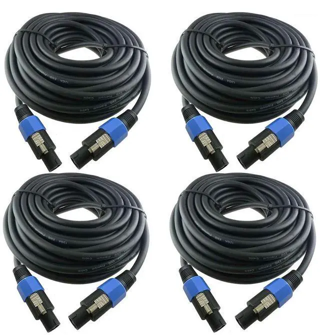 Main image of 4X 25 Feet Professional Speakon to Speakon Cables Wire, 12 Gauge AWG 2-Conductor Audio Amplifier Speaker Cord, 4 Pack