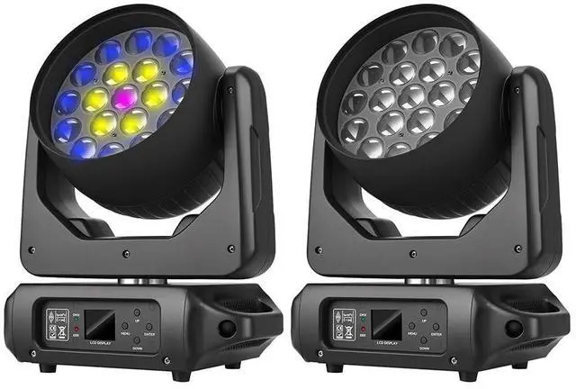 Main image of 19x15W Moving Head Stage Light,RGBW 4-in-1 LED Zoom Beam Wash Strobe Effect,DMX Sound Activated,540° Pan 270° Tilt,Professional DJ Lighting for Club Wedding Party Bar (Luces para) (1Pack=2pcs)
