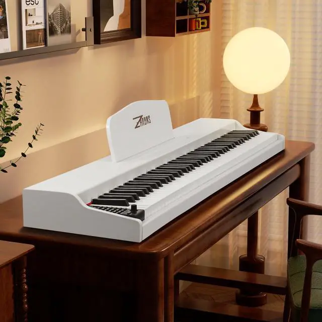 Alt view image 2 of 7 - Digital Piano 88 Key Weighted, Full Size Electric Keyboard Piano for Beginners, Portable Piano Keyboard with Sheet Music Stand, Sustain Pedal, Power Adapter, White (Keyboard Only)
