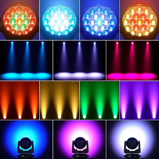 Alt view image 2 of 6 - 19x15W Moving Head Stage Light,RGBW 4-in-1 LED Zoom Beam Wash Strobe Effect,DMX Sound Activated,540° Pan 270° Tilt,Professional DJ Lighting for Club Wedding Party Bar (Luces para) (1Pack=2pcs)