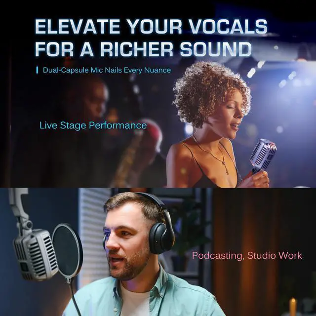 Alt view image 6 of 7 - CLM-101 Retro Wired Vocal Microphone, Dynamic Supercardioid - Black | Retro wired microphone with dual capsules for singing, karaoke, and stage. Includes storage bag and switch