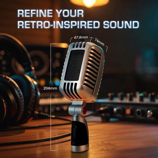 Alt view image 7 of 7 - CLM-101 Retro Wired Vocal Microphone, Dynamic Supercardioid - Black | Retro wired microphone with dual capsules for singing, karaoke, and stage. Includes storage bag and switch