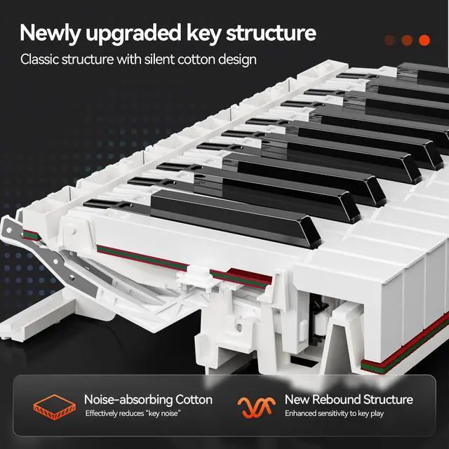 Alt view image 4 of 7 - 88 Key Weighted Keyboard Piano with Sustain Pedal, Power Adapter & Sheet Music Stand - Home Digital Piano, Black Pink (Keyboard Only)