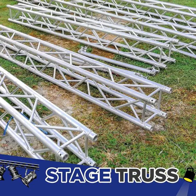 Alt view image 7 of 7 - 1 Pack Aluminum DJ Light Stands Stage Truss Segment 12" x 12" Straight Square DJ Lighting Stand Trussing Stage with 8 couplers, 500 Pounds Load Capacity (1.64 ft)