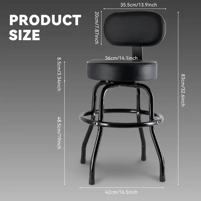 Alt view image 2 of 7 - Guitar Stool with Backrest, Guitar Chair with Back Support & Footrest, Guitar Stool for Adults, Fits Acoustic, Electric & Bass Guitar Players