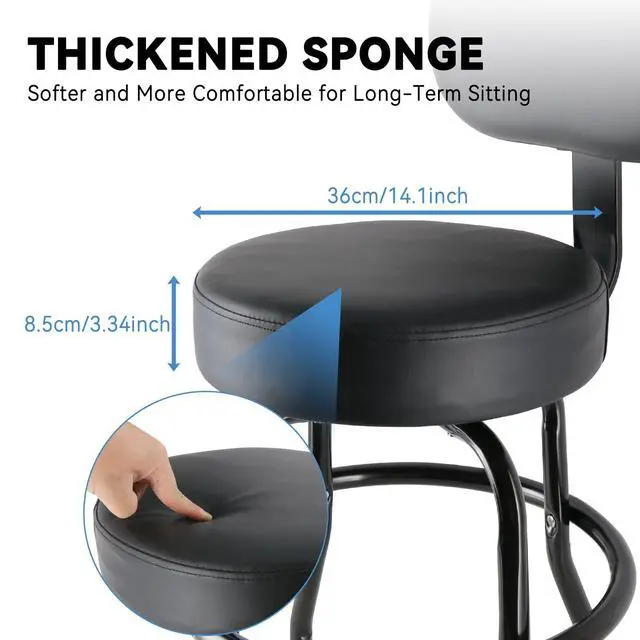 Alt view image 5 of 7 - Guitar Stool with Backrest, Guitar Chair with Back Support & Footrest, Guitar Stool for Adults, Fits Acoustic, Electric & Bass Guitar Players